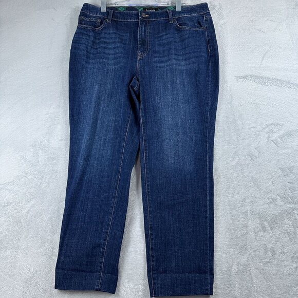 Talbots Jeans Womens Size 16W Straight Cropped Medium Wash High Rise Blue - Picture 1 of 12